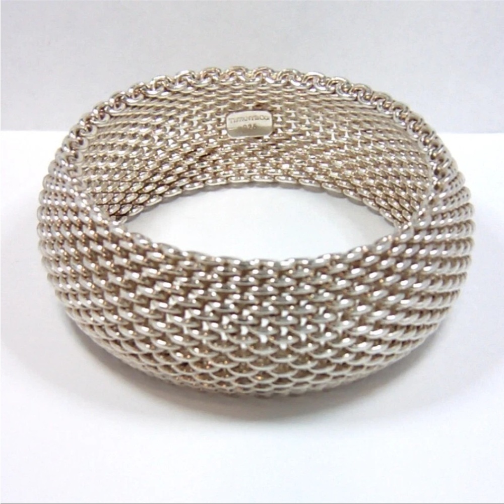 Authentic Tiffany & Co .925 Silver Somerset Mesh Bracelet Velvet Gift Box 59.5g - Picture 2 of 9